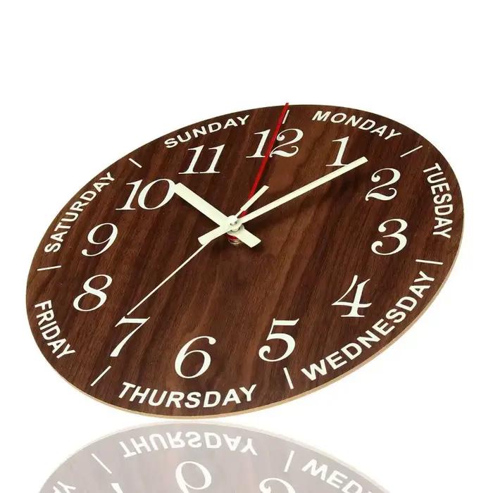 Horloge murale lumineuse 12 pouces en bois