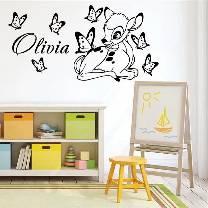 Bambi autocollant mural personnalisé nom de bébé