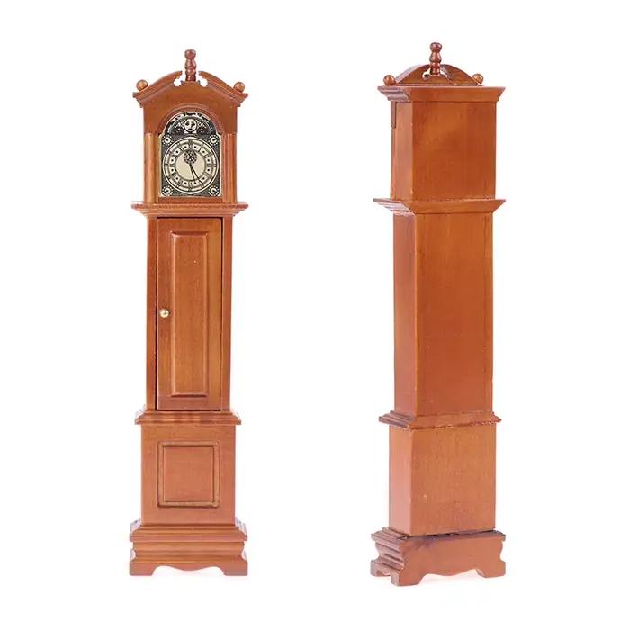 Horloge de grand-père en bois pour maison de poupée 1:12