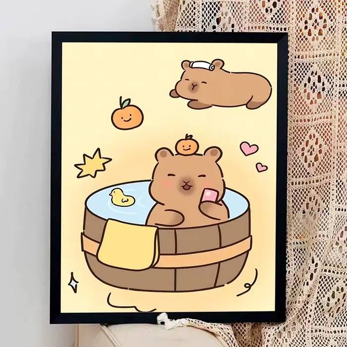 Affiches autocollantes de dessins animés mignons de capybara