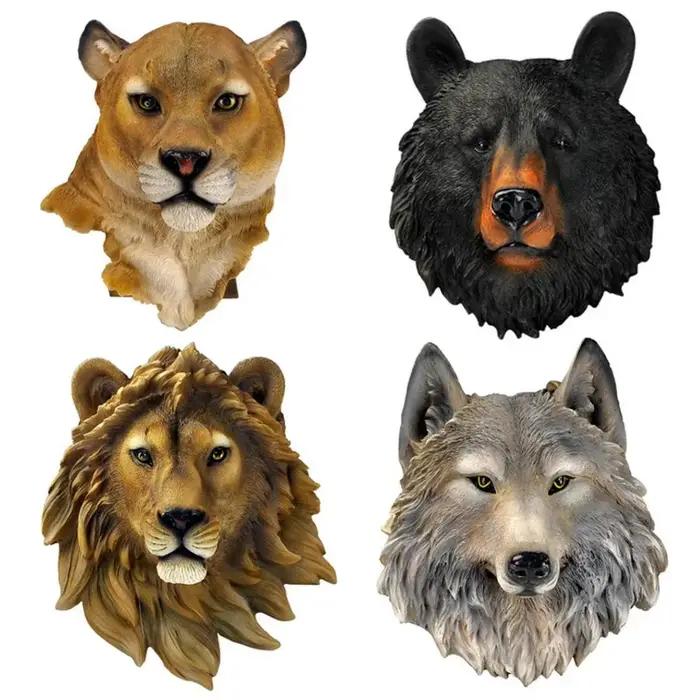 Décoration murale suspendue tête d'animal 3D en résine