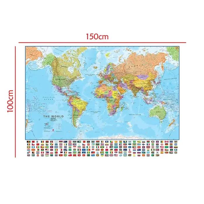 Grande carte du monde pliable 150x100cm