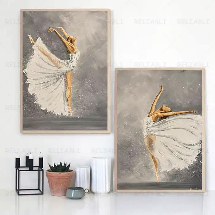 Peinture à l'huile de ballerine Vintage imprimée sur toile