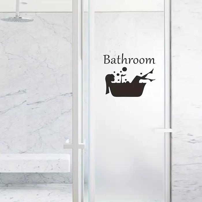 Autocollant mural auto-adhésif pour salle de bain – Design de baignoire et de bulles