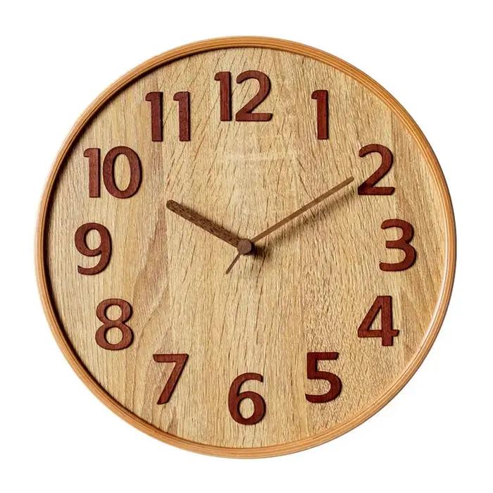 Horloge murale en bois massif de 12 pouces