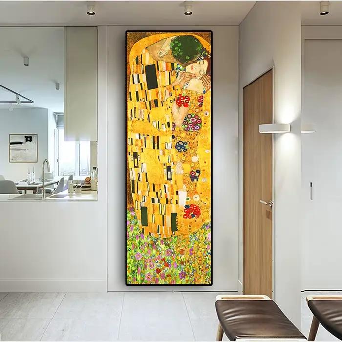 Artiste Gustav Klimt baiser Collection abstraite peinture à l'huile sur toile affiches et imprimés Cuadros mur Art photos pour salon