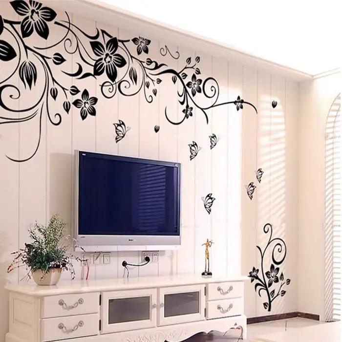 Chaud bricolage belle mur Art décalcomanie décoration mode romantique fleur Stickers muraux décor à la maison 3D papier peint Mural affiche