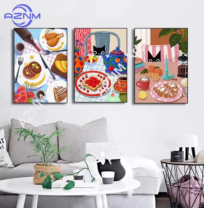 Affiche d'art sur toile avec illustration de petit-déjeuner pimenté et tomate