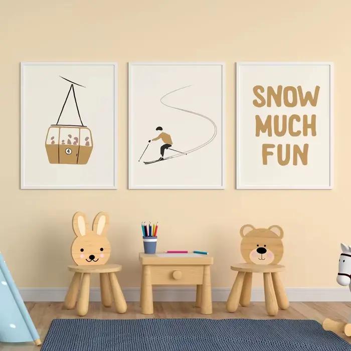 Affiche esthétique de voiture de câble de sport de ski d'hiver