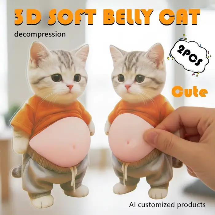 Autocollant de ventre de chat Kawaii 3D
