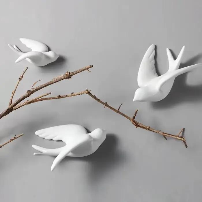 Hirondelles en céramique moineau 3D simples oiseaux