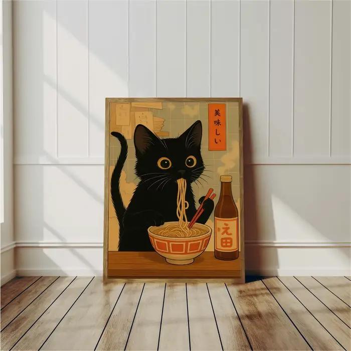 Affiche de chat mignon de style japonais