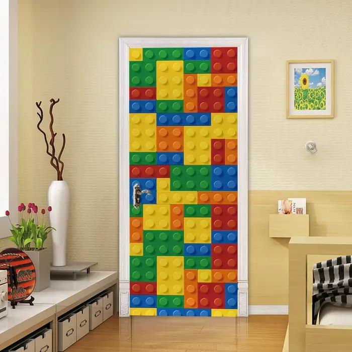 Autocollants muraux en PVC sur le thème des blocs de jeu pour la décoration de la maison