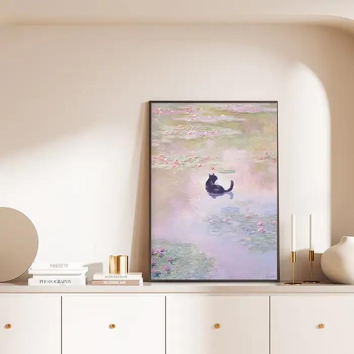 Affiches de chat Monet et Van Gogh