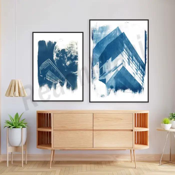 Affiche imprimée sur toile cyanotype