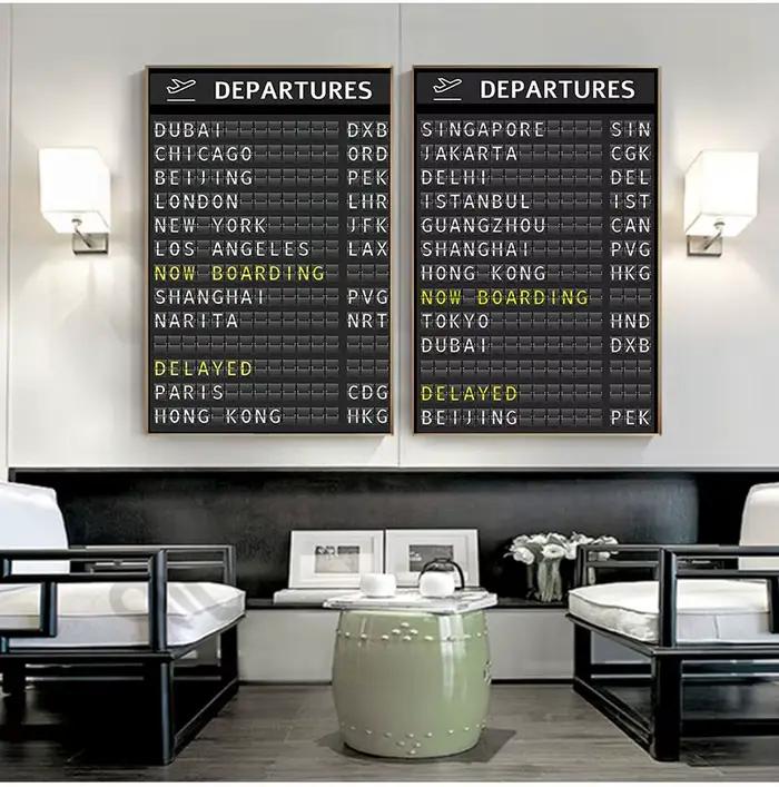 Affiches et imprimés de tableau de destin de carte d'airport