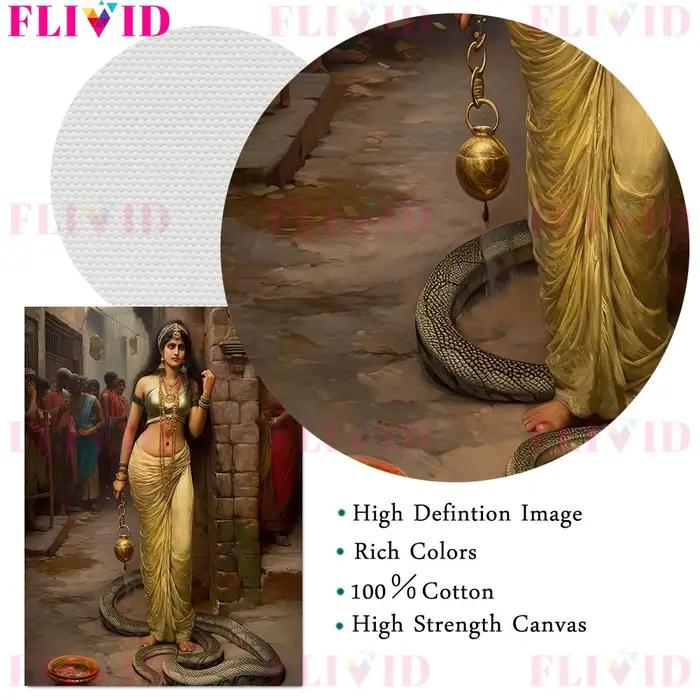 Toile d'art mural Vintage la belle fille indienne et le serpent