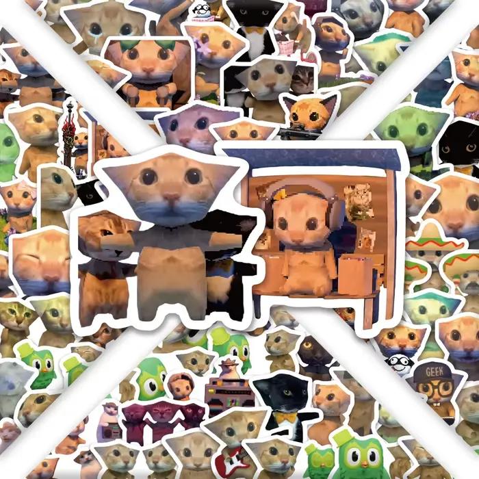 100 autocollants Meow, affiches de memes chat