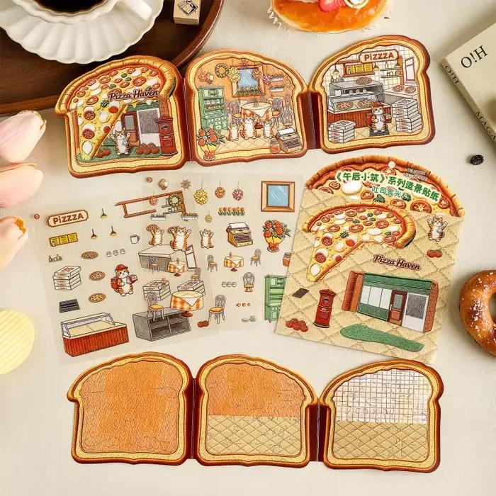 Lot de 4 autocollants 3D en relief Mini Cozy Store, décorations DIY polyvalentes pour la création d'albums photo