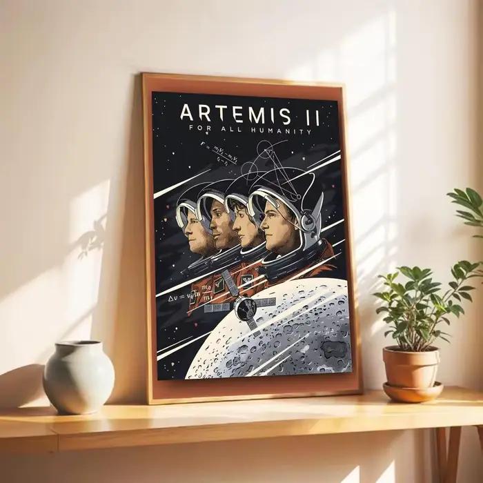 Affiche d'exploration aérospatiale A-Artemis II