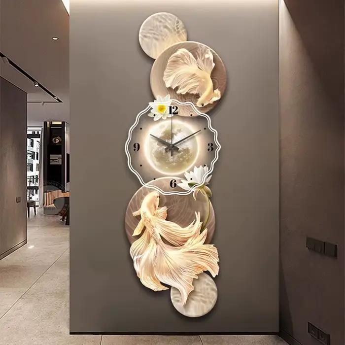 Fancy European Luxury Wall Clock Aesthetic Silent Luminous 3d Bedroom