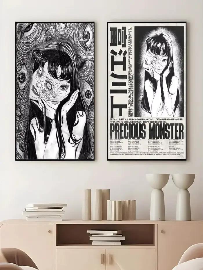Junji Ito Tomie affiche rétro Cool Girl collant mur Art impression décor étanche pour la maison chambre Bar salon esthétique