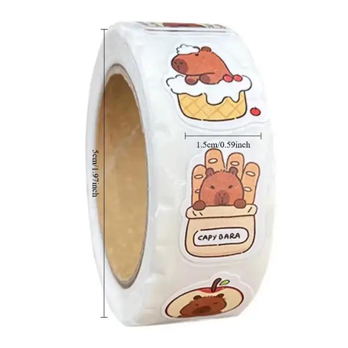 Rouleau d'autocollants Capybara imperméables en PVC