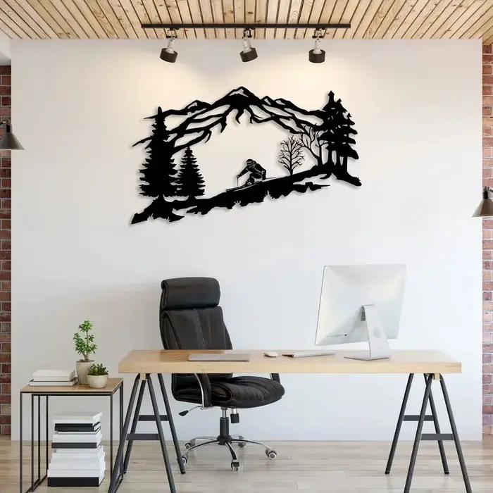 Art mural de skiier en métal