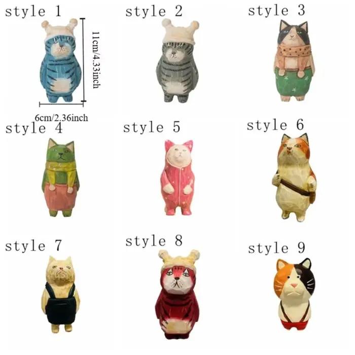 Ornement de chat en bois sculpté à la main
