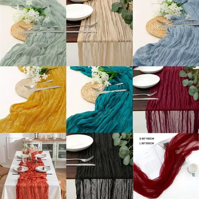 Nappe de table en gaze de coton de luxe semi-transparente couleur unie
