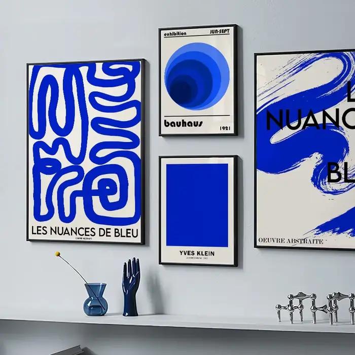 Affiche abstraite de ligne de géométrie de Klein Blue Picasso
