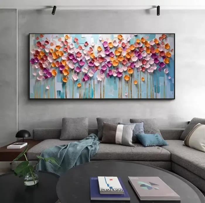 Peinture à l'huile abstraite sur toile dorée et blanche