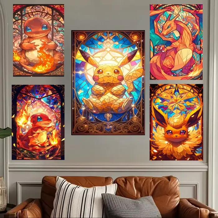 Peinture à l'huile de Pokémon mignons en dessin animé par numéros sur toile, décoration pour la maison, salon, chambre à coucher, cadeau fait main, sans cadre