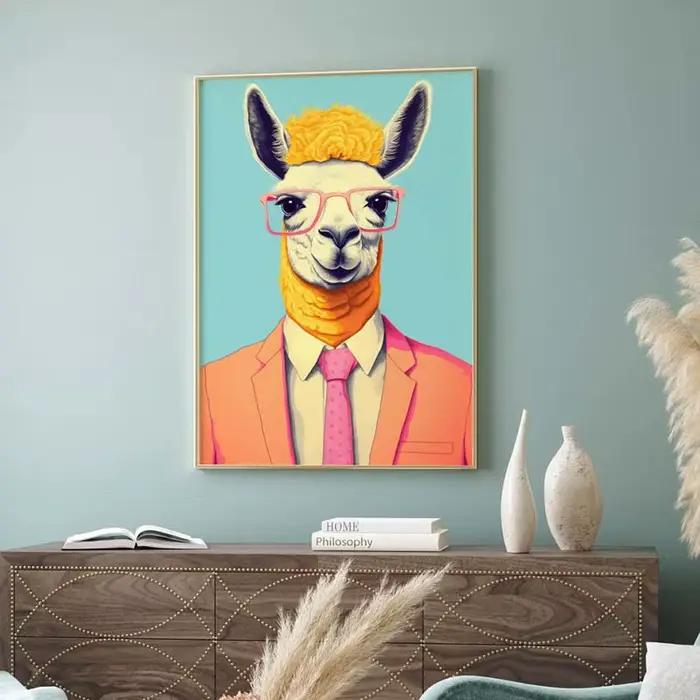 Affiche d'art mural avec Portrait d'animal drôle