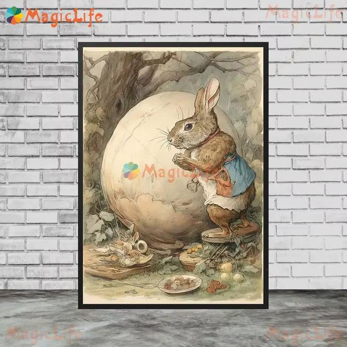 Affiches imprimées de lapin de pâques
