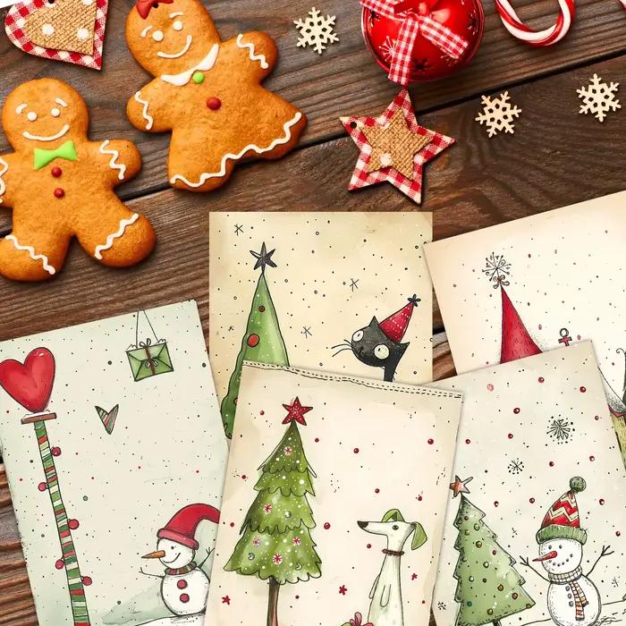 Cartes postales de décoration de noël avec autocollants