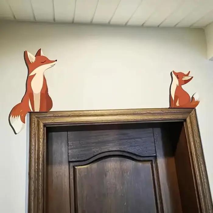 2 décorations murales d'art en bois de renard mignon