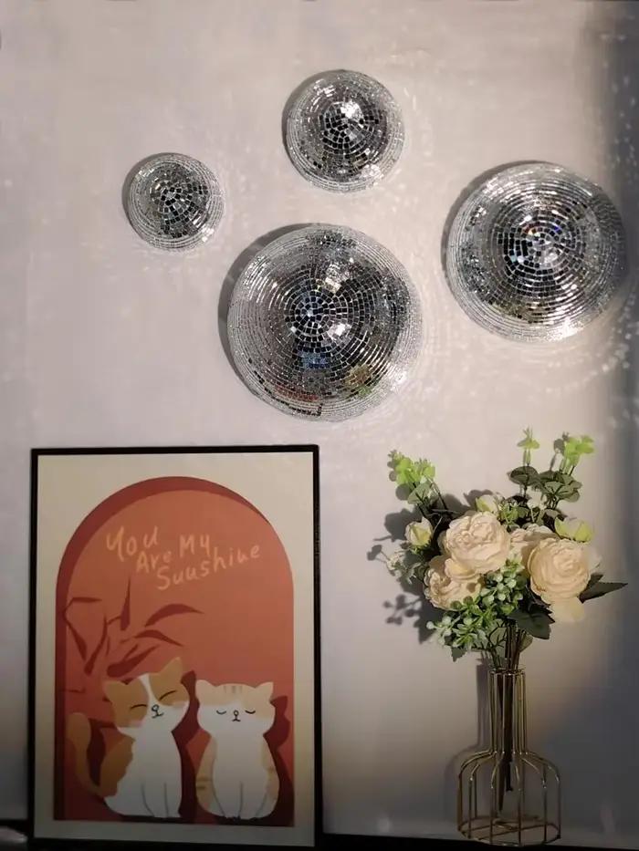 Boule Disco murale avec motifs miroir, décoration métallique pour la maison, boule miroir pour mariage, boule Disco, demi-cercle, Art mural pour la maison, nouvelle collection
