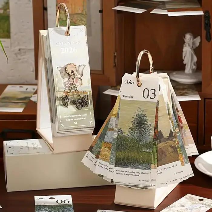 Calendrier de peinture à l'huile de Style européen rétro 2026