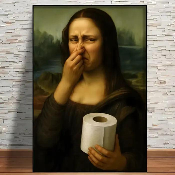 Pièce m-mimiques Mona Lisa couvrant le nez peinture calligraphie toile HD affiche mur Art intérieur couloir décoration de la maison vacances