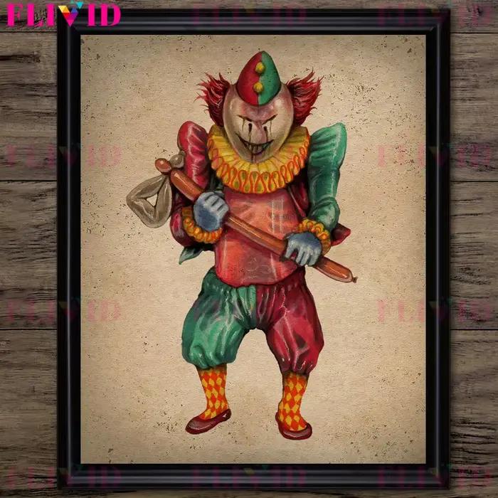 Toile d'art mural Vintage tueur de Clown effrayant