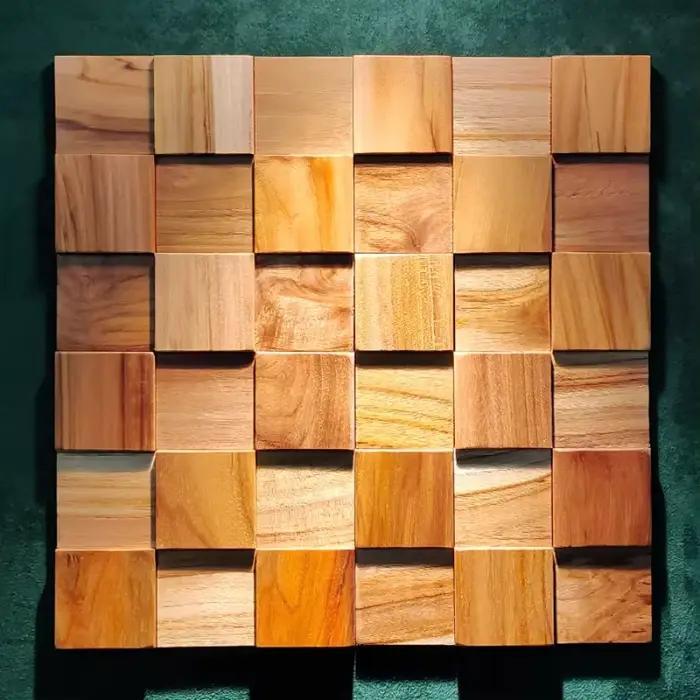 Mur de fond en mosaïque en bois massif