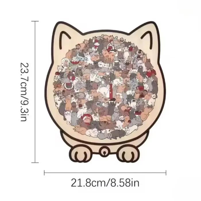 Puzzle en bois en forme de chat