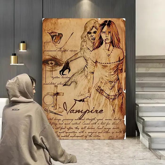 Affiches de fille diable Sexy, Vampire d'horreur, monstre mythique, loup-garou, sorcellerie magique, peinture sur toile esthétique, décoration de salle
