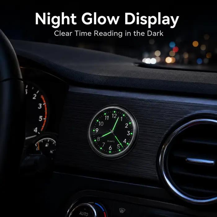 Horloge de tableau de bord de voiture, décoration intérieure, mini horloge portable, décoration lumineuse, montre analogique, ornements pour voitures