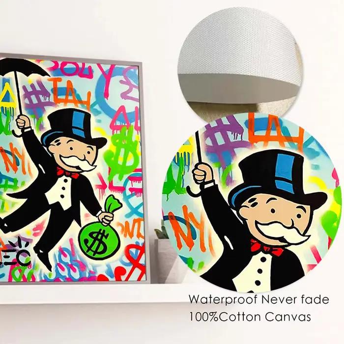 Mode Alec monopole millionnaire argent toile peinture moderne rue Graffiti affiche murale imprime chambre cadeaux maison photos décor