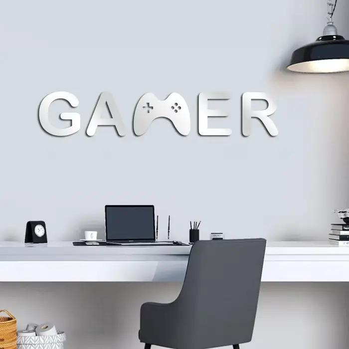 Autocollants muraux miroir de jeu 3D