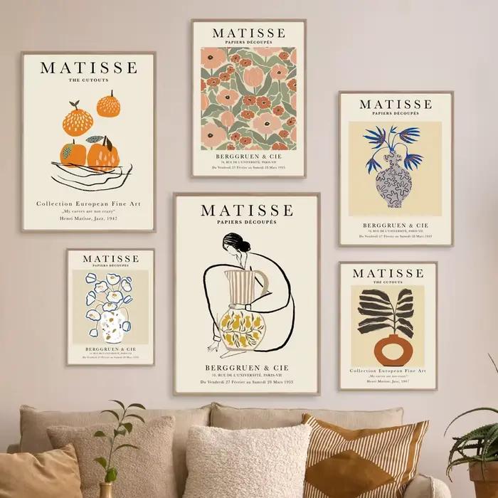Peinture sur toile abstraite Matisse, femme, corps, vase à fleurs, art mural, affiche vintage nordique et impressions pour décoration de salon