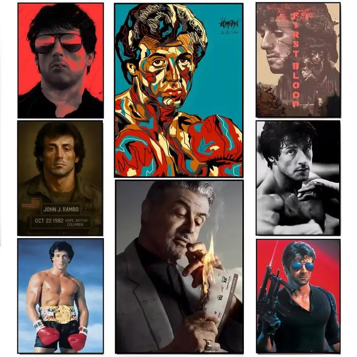 Affiche de style artistique de film « Gritty Action S-Sylvester Stallone Boxing Legend » HD, autocollant mural imperméable, décoration pour bar, salon, cadeau