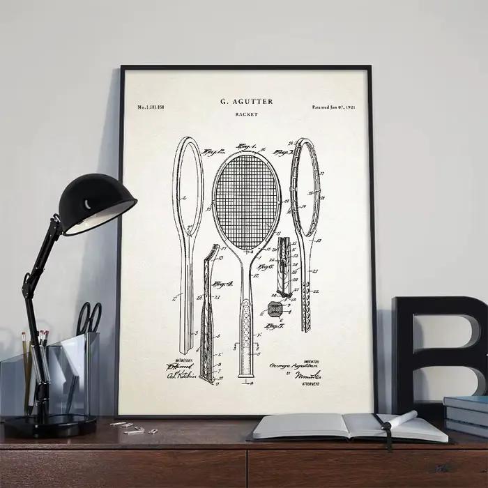 Affiches et imprimés de brevet de raquette Vintage 1921